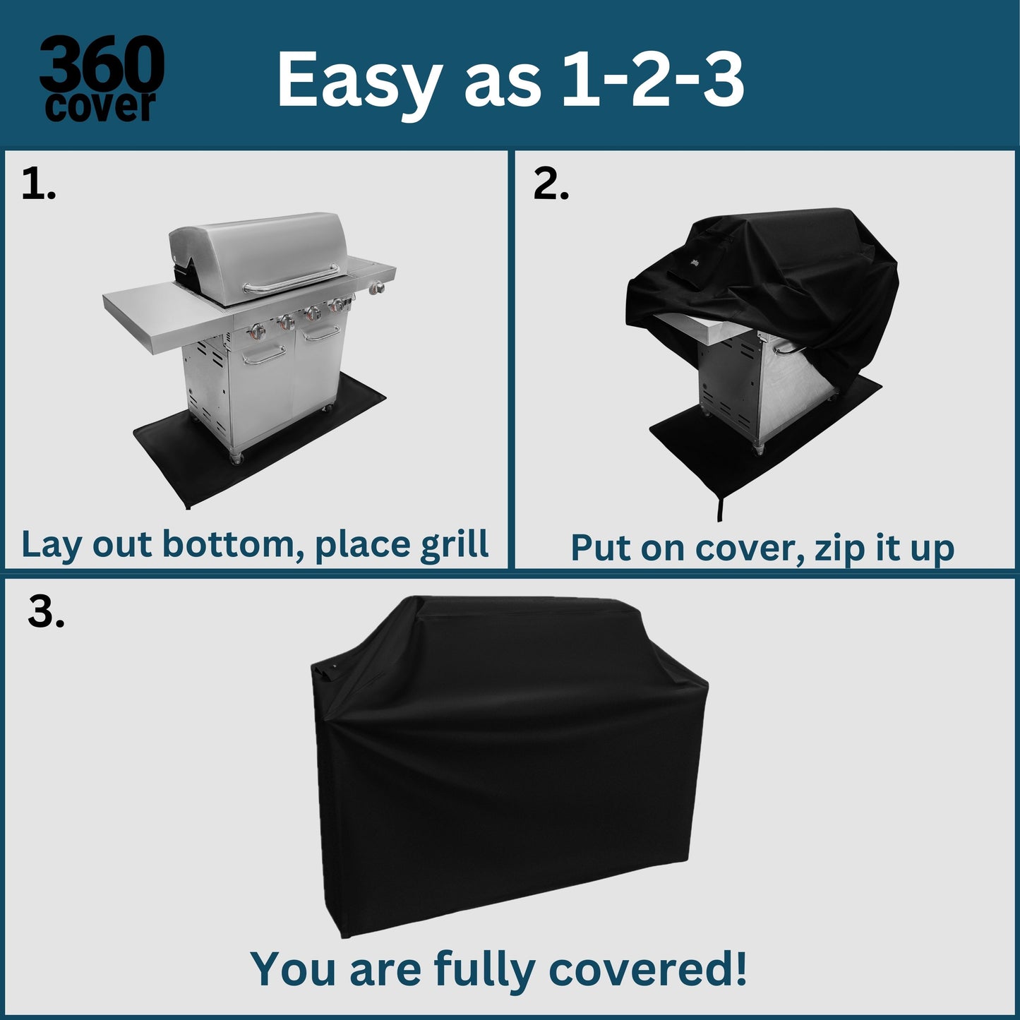 GrillGuard with 360-Degree Technology - Ultra-Durable, All-Weather BBQ Grill Cover, Extreme Protection Against Rain, Debris, Wind, Sun, & Snow, Easy Fit
